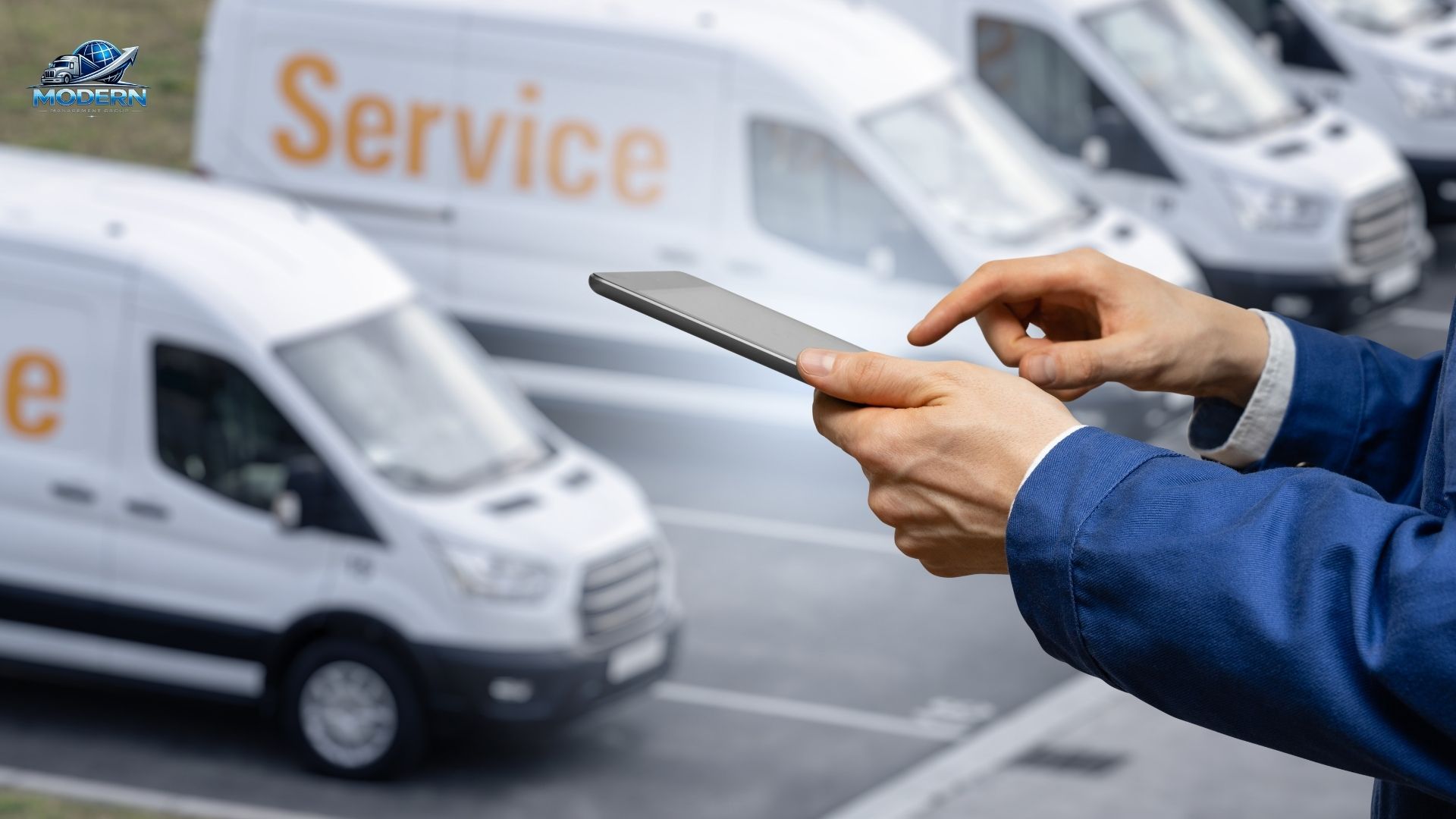 Fleet manager reviewing operations on tablet